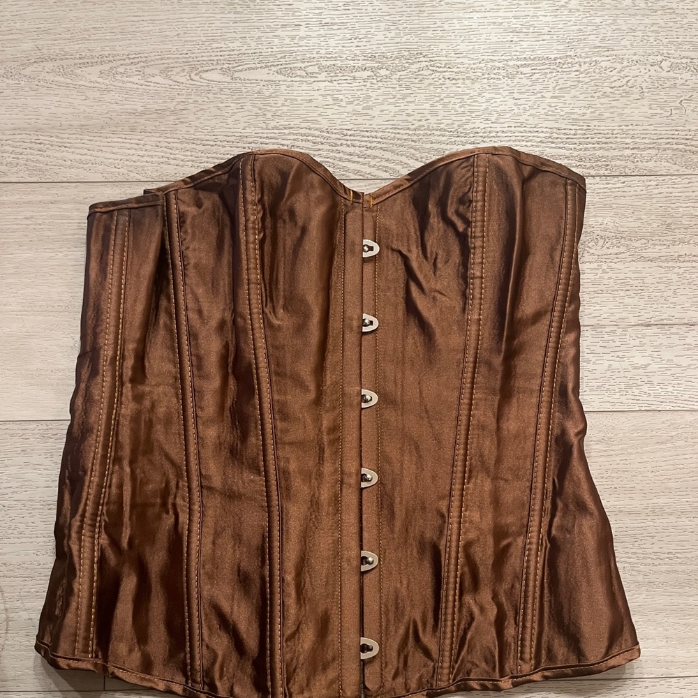 Brown Satin Corset Top